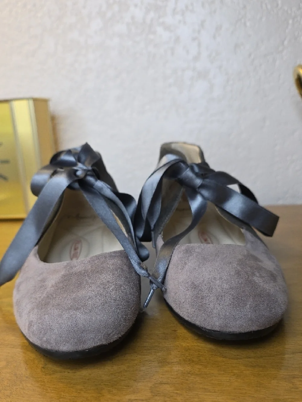 Amalfi Two-Tone Gray & Charcoal Suede Satin Lace-Up Flats